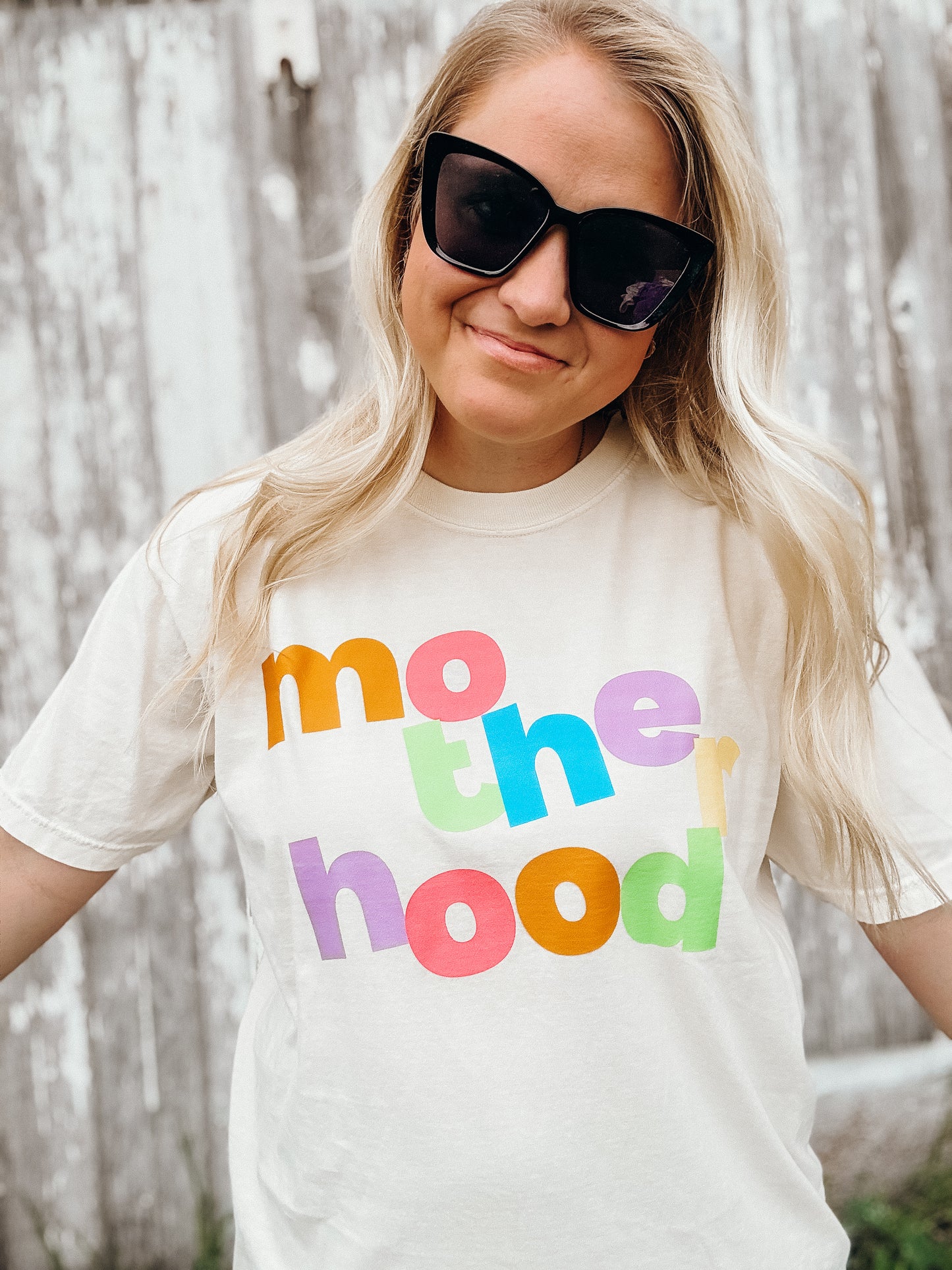 colorful motherhood tee