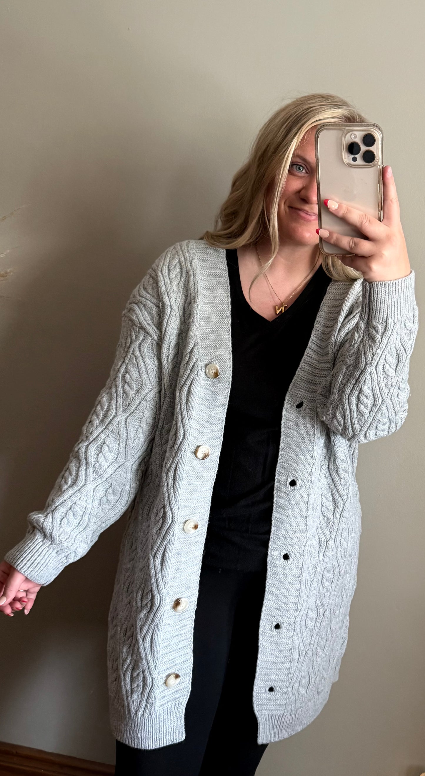 crisp morning cardi-grey