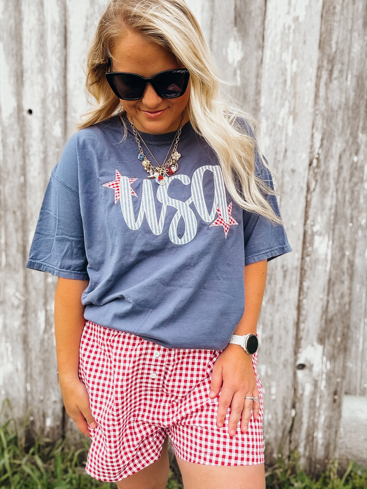 USA quilted tee