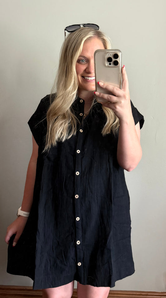 black button down dress